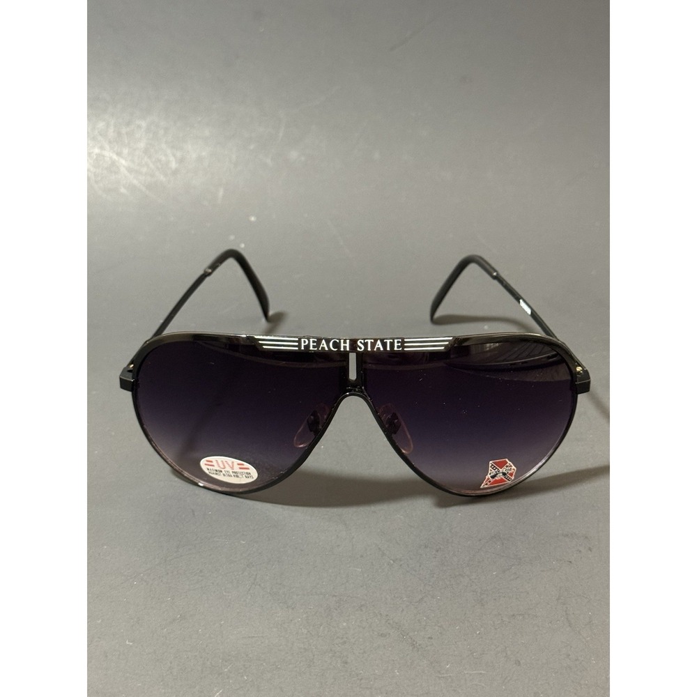 Vintage Peach State Georgia Black Framed Aviator Sunglasses UV100 - Picture 2 of 16